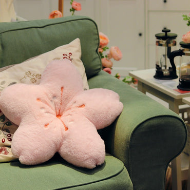 Cherry Blossom Throw Pillow Sakura Shape Plush Cushion Kawaii