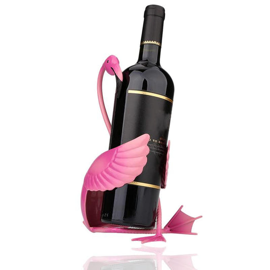 Pink flamingo wine bottle holder rack