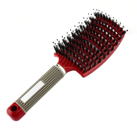 Curved Boar Bristle & Scalp Massage Hair Brush