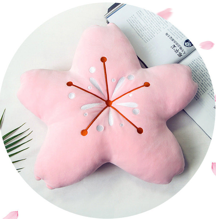 Cherry Blossom Throw Pillow Sakura Shape Plush Cushion Kawaii