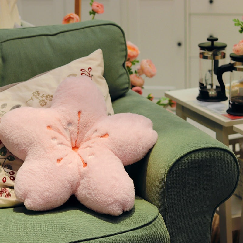 Cherry Blossom Throw Pillow Sakura Shape Plush Cushion Kawaii