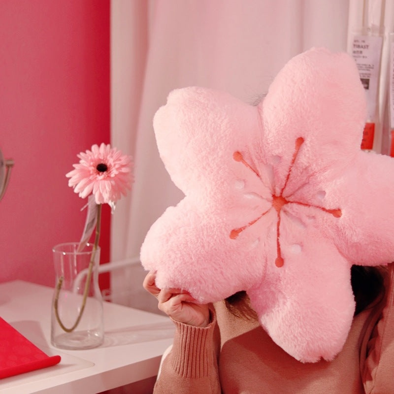 Cherry Blossom Throw Pillow Sakura Shape Plush Cushion Kawaii