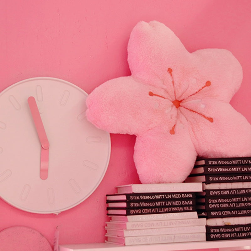 Cherry Blossom Throw Pillow Sakura Shape Plush Cushion Kawaii