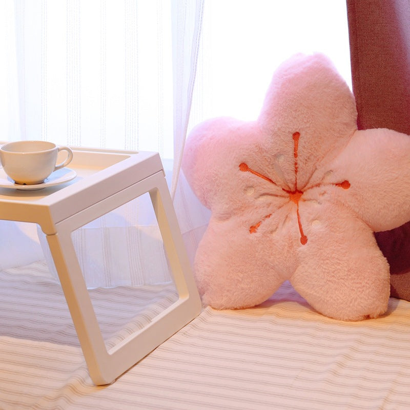 Cherry Blossom Throw Pillow Sakura Shape Plush Cushion Kawaii