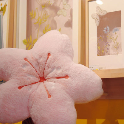 Cherry Blossom Throw Pillow Sakura Shape Plush Cushion Kawaii