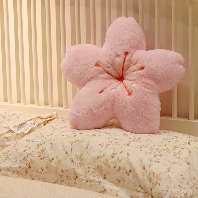 Cherry Blossom Throw Pillow Sakura Shape Plush Cushion Kawaii