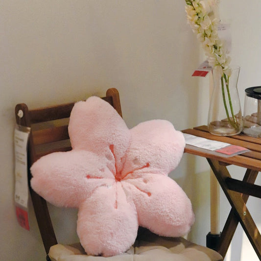 Cherry Blossom Throw Pillow Sakura Shape Plush Cushion Kawaii