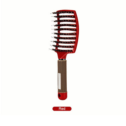 Curved Boar Bristle & Scalp Massage Hair Brush