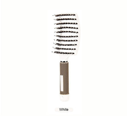 Curved Boar Bristle & Scalp Massage Hair Brush