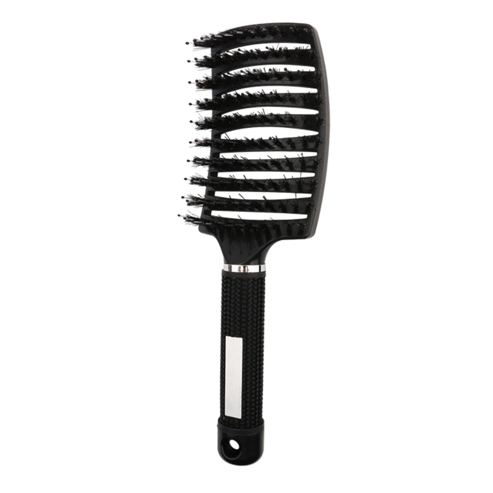 Curved Boar Bristle & Scalp Massage Hair Brush