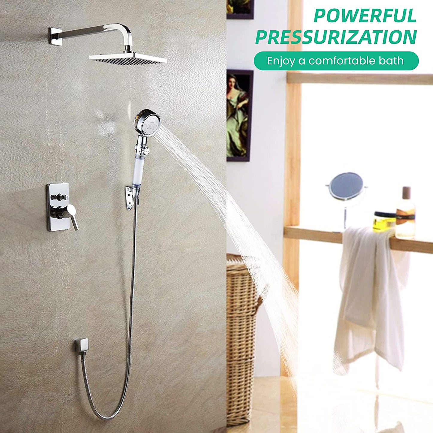 Turbo Propeller Rainfall Handheld Shower Head Water Saving for Bathroom Accessaries Showerhead Body Jet Shower