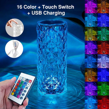 LED Crystal Table Lamp Light 16 Colors