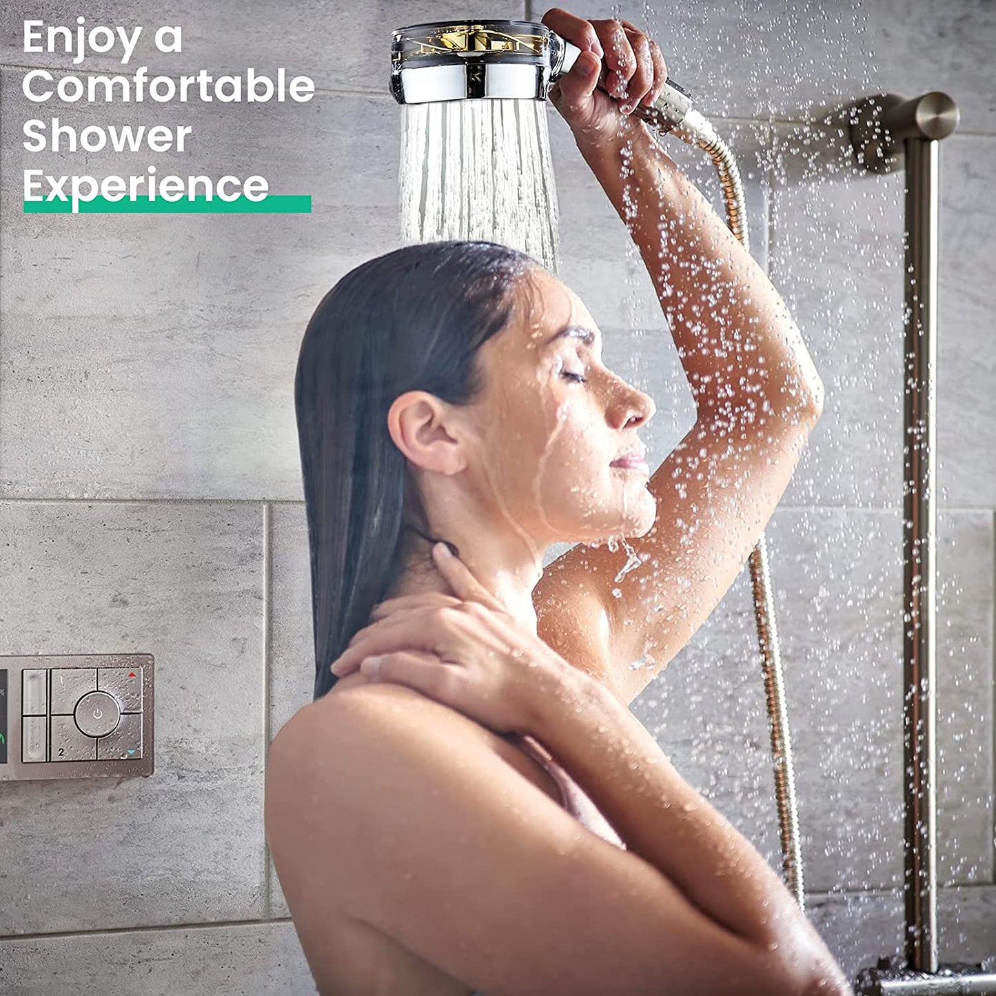 Turbo Propeller Rainfall Handheld Shower Head Water Saving for Bathroom Accessaries Showerhead Body Jet Shower