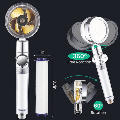 Turbo Propeller Rainfall Handheld Shower Head Water Saving for Bathroom Accessaries Showerhead Body Jet Shower