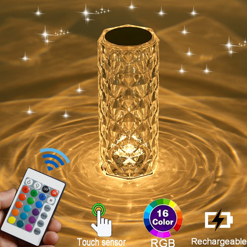 LED Crystal Table Lamp Light 16 Colors
