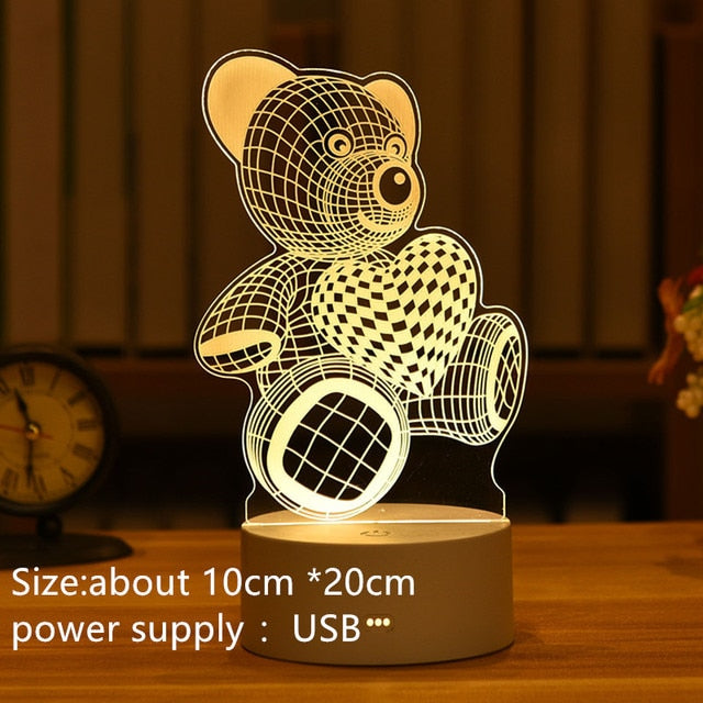 3D Acrylic Led Lamp for Home Night Light Table Lamp