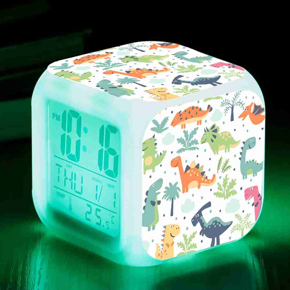 Cute Dinosaur Digital Alarm Clock For Kids Bedside Clock Children Sleep Trainer Wake Up Night Light
