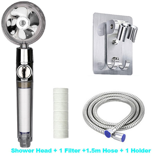 Turbo Propeller Rainfall Handheld Shower Head Water Saving for Bathroom Accessaries Showerhead Body Jet Shower