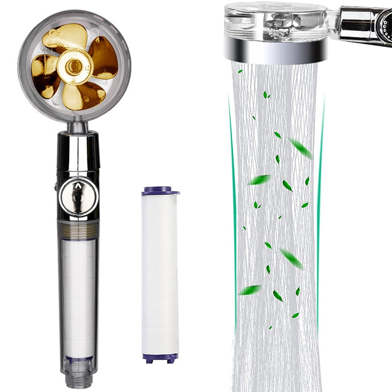 Turbo Propeller Rainfall Handheld Shower Head Water Saving for Bathroom Accessaries Showerhead Body Jet Shower