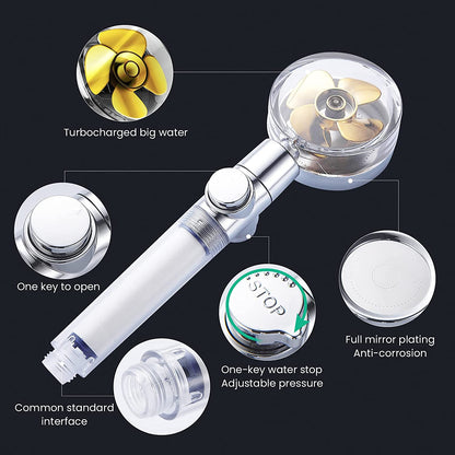 Turbo Propeller Rainfall Handheld Shower Head Water Saving for Bathroom Accessaries Showerhead Body Jet Shower