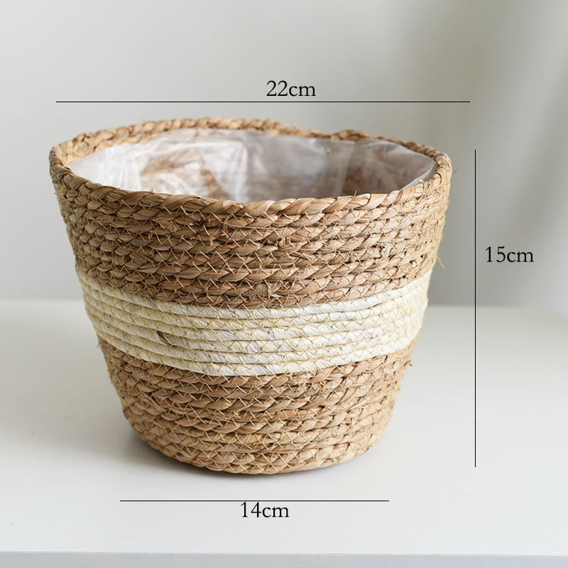 Plastic Lined Woven Plant Pot/Basket