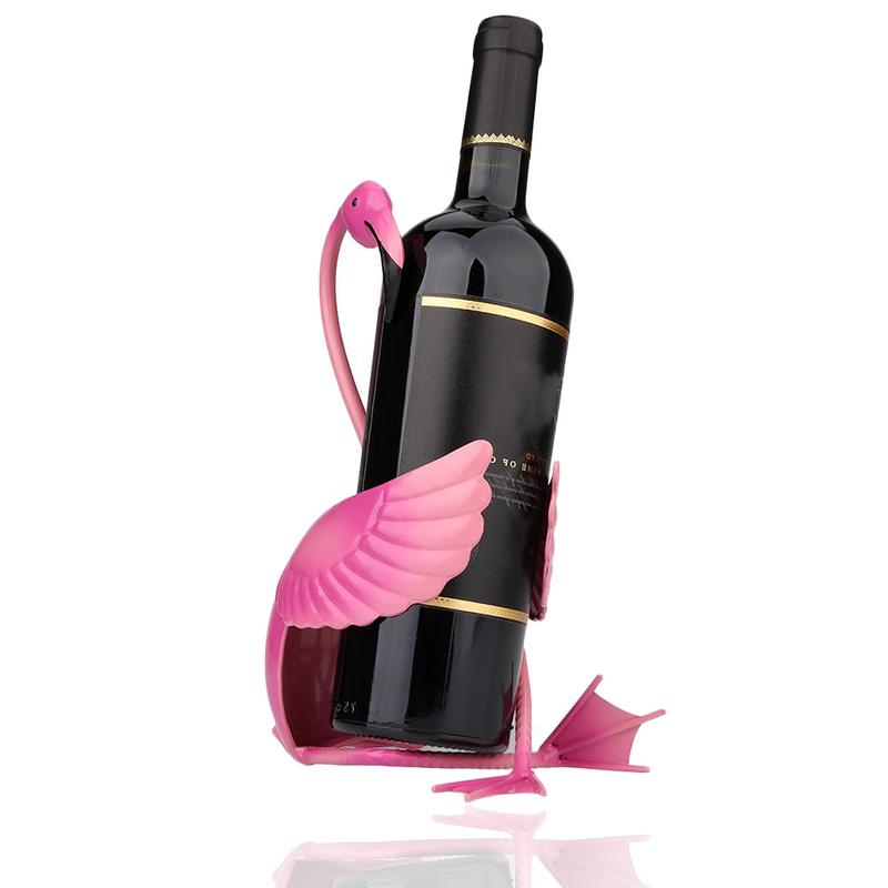 Pink flamingo wine bottle holder rack