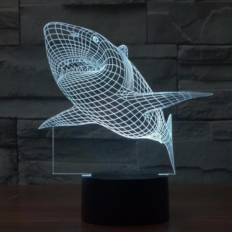 Shark hologram LED night light 7 colors