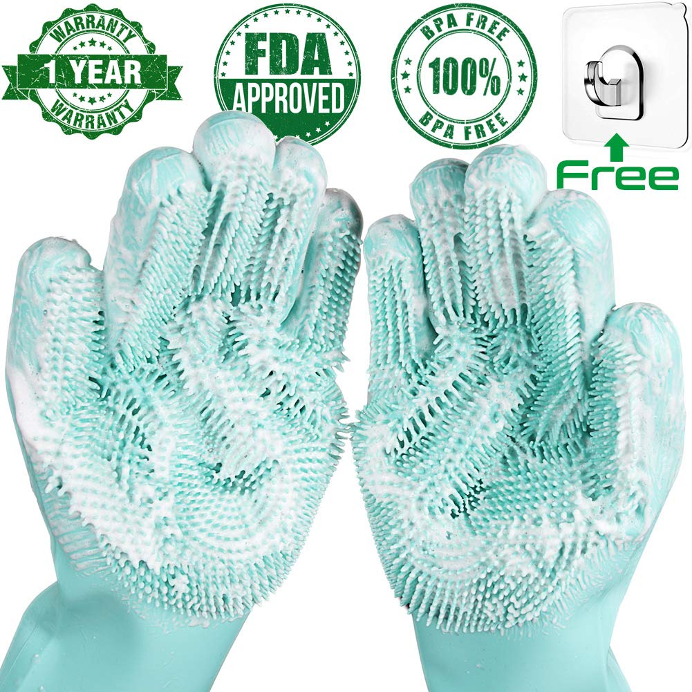 Silicone dishwashing scrub gloves pair