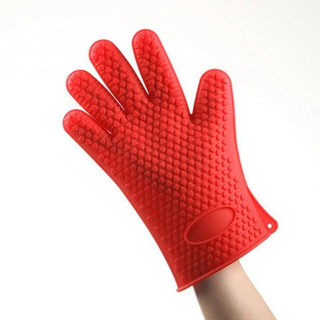 1Pcs Heat Resistant Silicone Glove Cooking Baking BBQ Oven Pot Holder Mitt Kitchen Red Hot Search