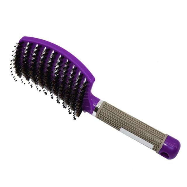Curved Boar Bristle & Scalp Massage Hair Brush