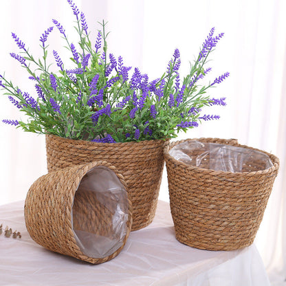 Plastic Lined Woven Plant Pot/Basket
