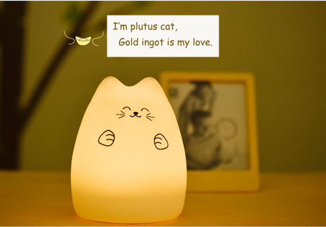 Kitty silicone LED night light for kids room